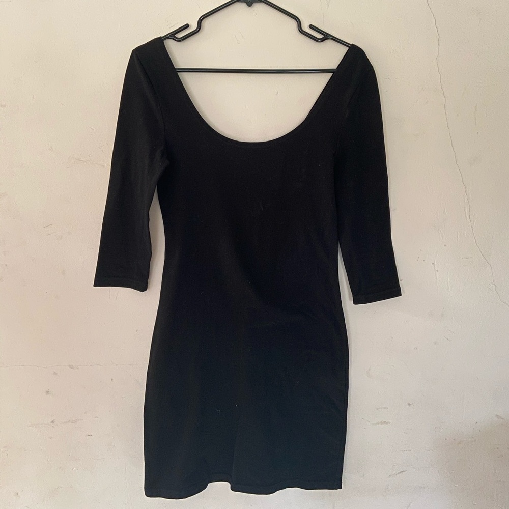 Black Cotton Bodycon Dress